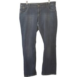 Dereon Women's Denim Jeans Dark Wash Metal Accents Mid Rise Size 22W